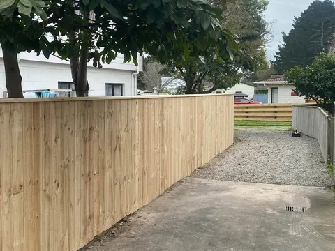 New timber fence beside a concrete driveway, Palmerston North