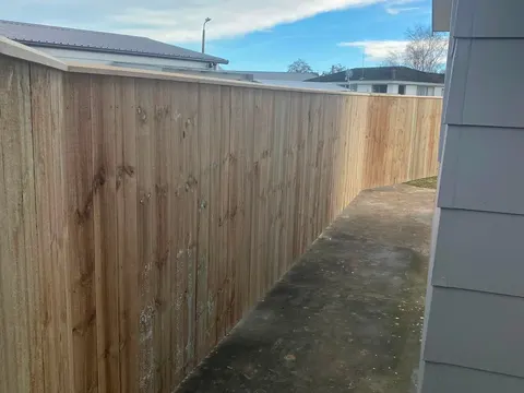 New timber fence beside a house, Palmerston North